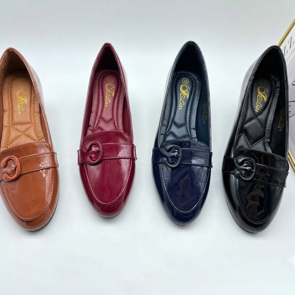 Chic Patent Buckle Loafers