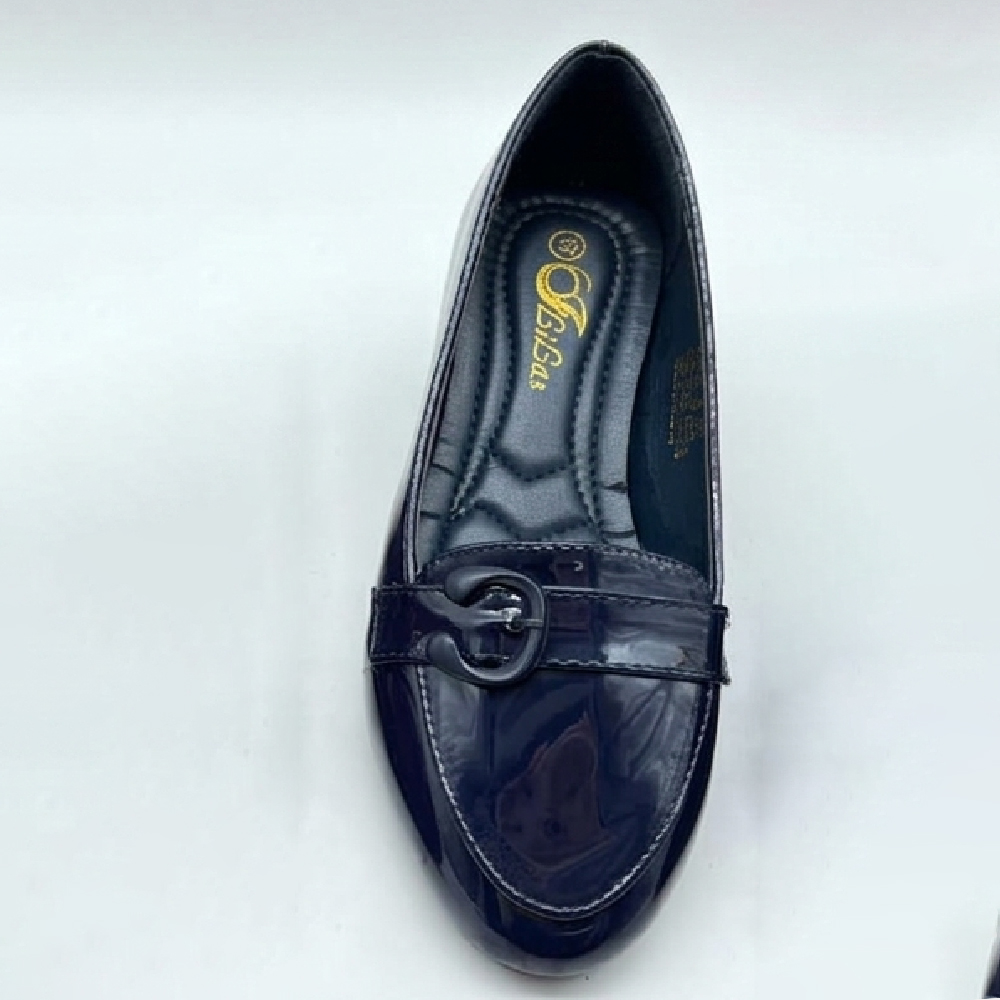 Chic Patent Buckle Loafers