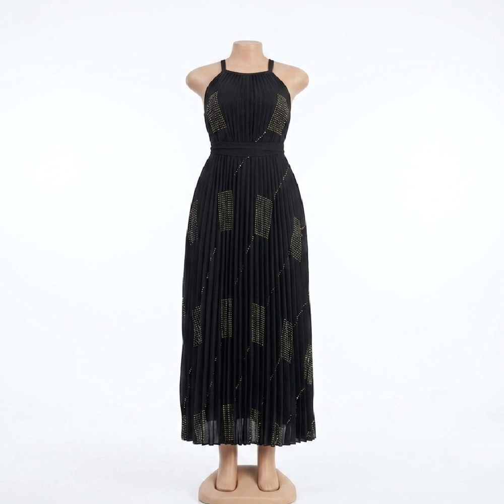 Midnight Galaxy Pleated Gown Set