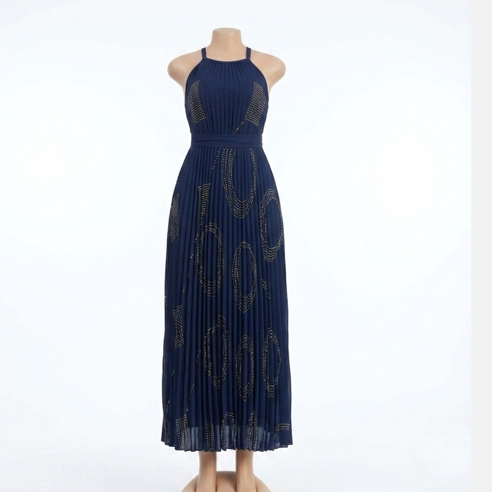 Midnight Galaxy Pleated Gown Set
