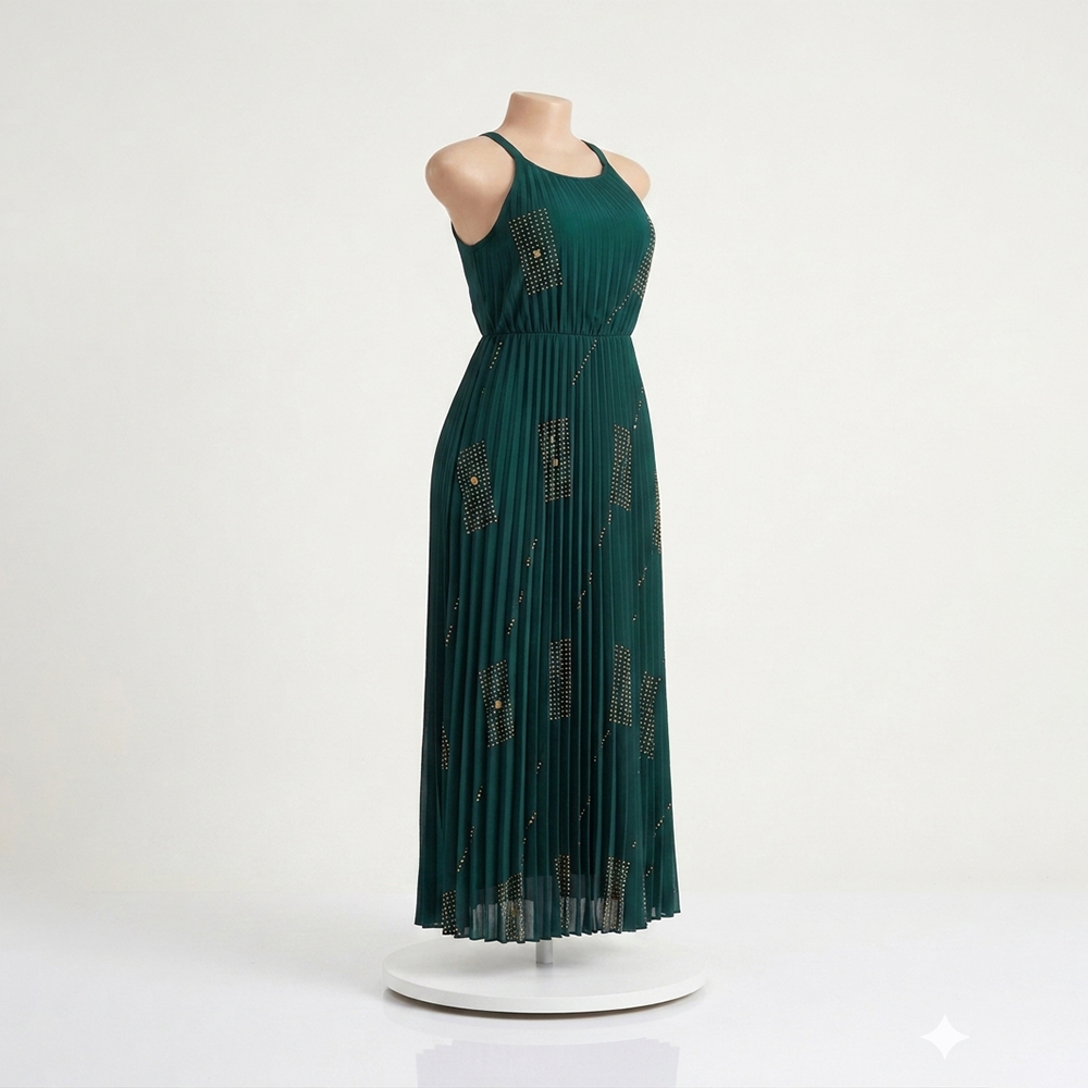 Midnight Galaxy Pleated Gown Set