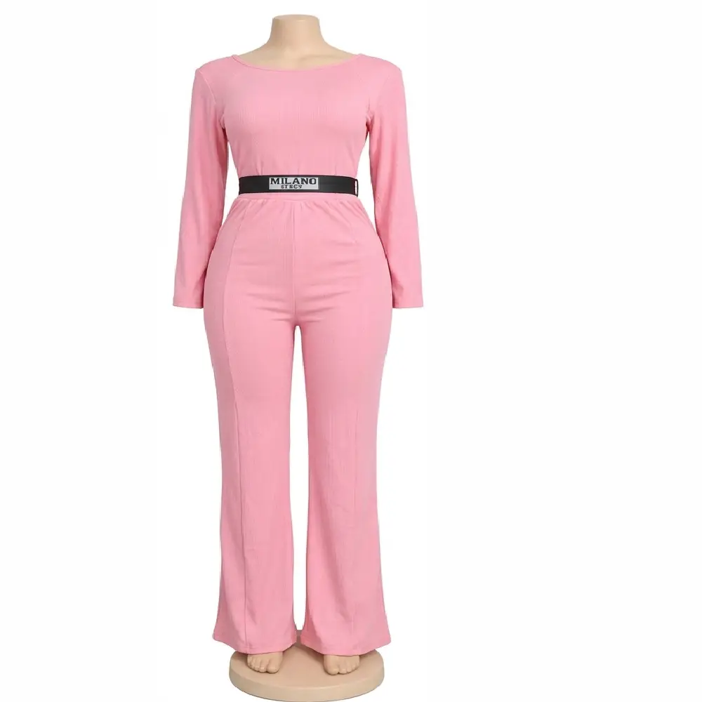 Milano-Style Belted Flare Jumpsuit
