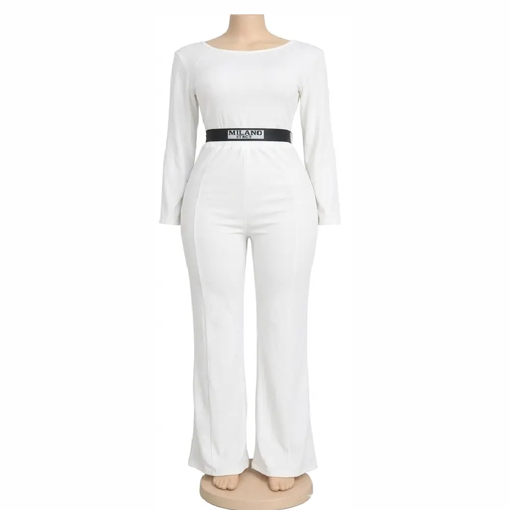 Milano-Style Belted Flare Jumpsuit
