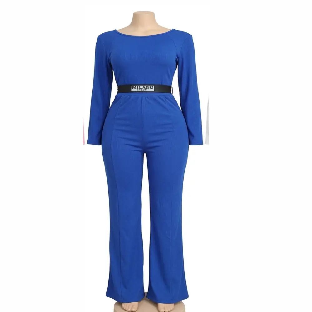 Milano-Style Belted Flare Jumpsuit