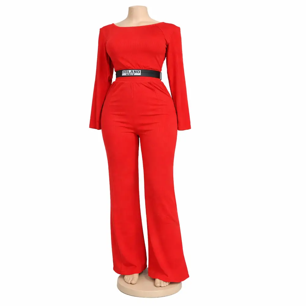 Milano-Style Belted Flare Jumpsuit
