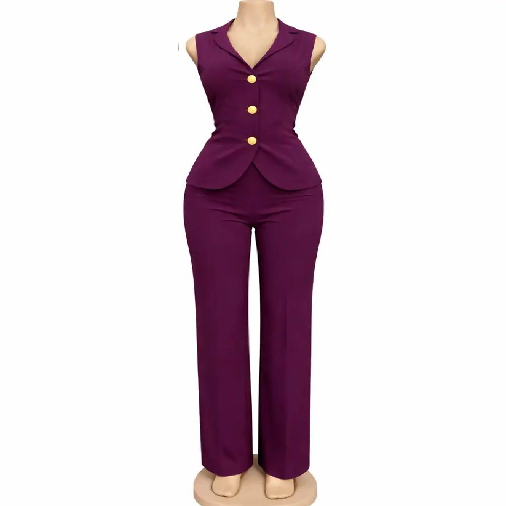 Sleeveless Waistcoat Pant Suit