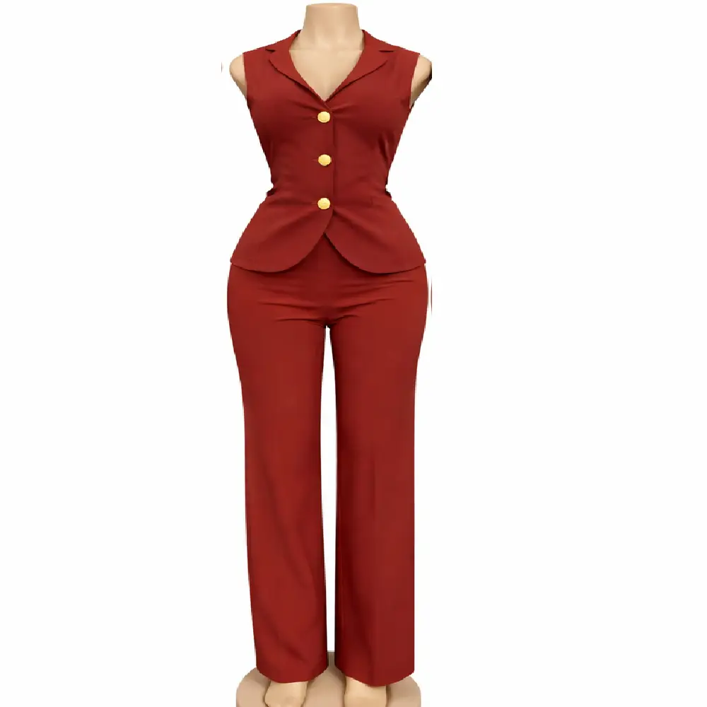 Sleeveless Waistcoat Pant Suit