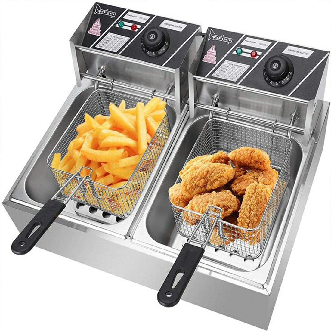 Zokop Double-Tank Commercial Electric Deep Fryer 12Ltrs