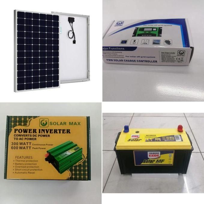 150w(watts) Solar system Complete kit ( 150watts, 12V100Ah Solar Sealed Lead Acid battery, 300watts Solar Inverter , 32" Flameless LED Tv, 20A Solar Charger Controller + 1 Extension Cable 6 Ways+ Solar Cable 1.5mm + Holders 10pcs +