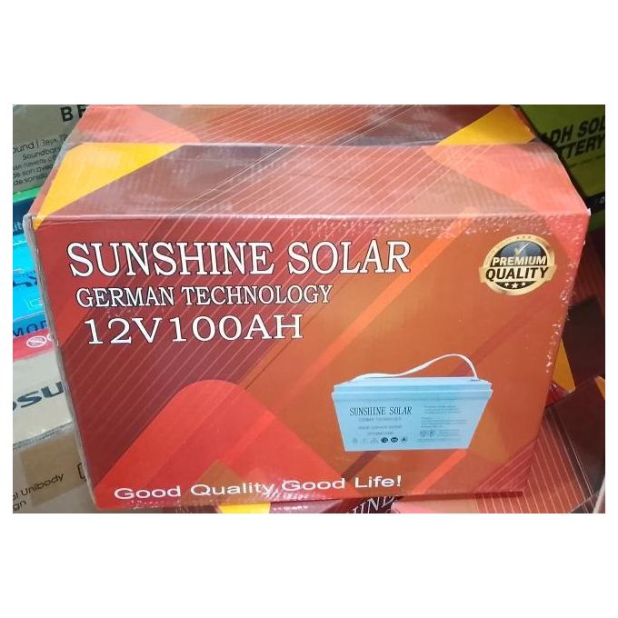 Sunshine 100AH, 12V/20HR Solar, Fast Changing Sealed Rechargeable Deep Cycle Battery -Grey