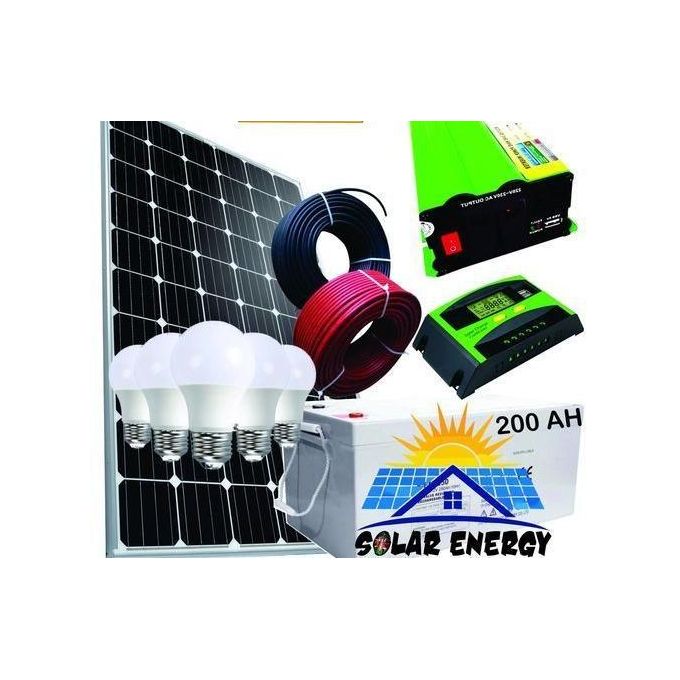Tai 350w Solar Panel Full Kit System/ Complete Set With 350w(watts) Solar Panel/ 12V 200Ah Solar Battery Grey / 32" Inch Solar LED TV( Ac/DC) , Switch+ Sockets, 2.5 Solar Charger Controller 30A MPPT Solar Charge Controller/ 2.5mm Solar Cable/ DC Bulbs 10 Pcs