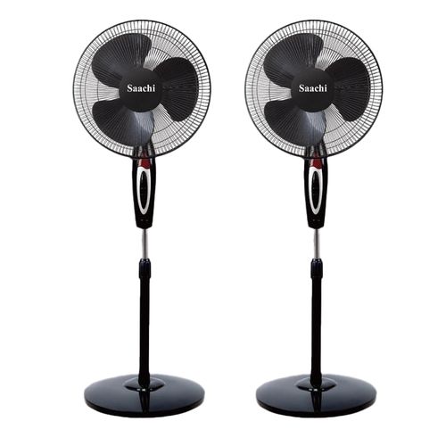 Saachi Buy One Get One Free 3 Speed Round Base Stand Fan - Black