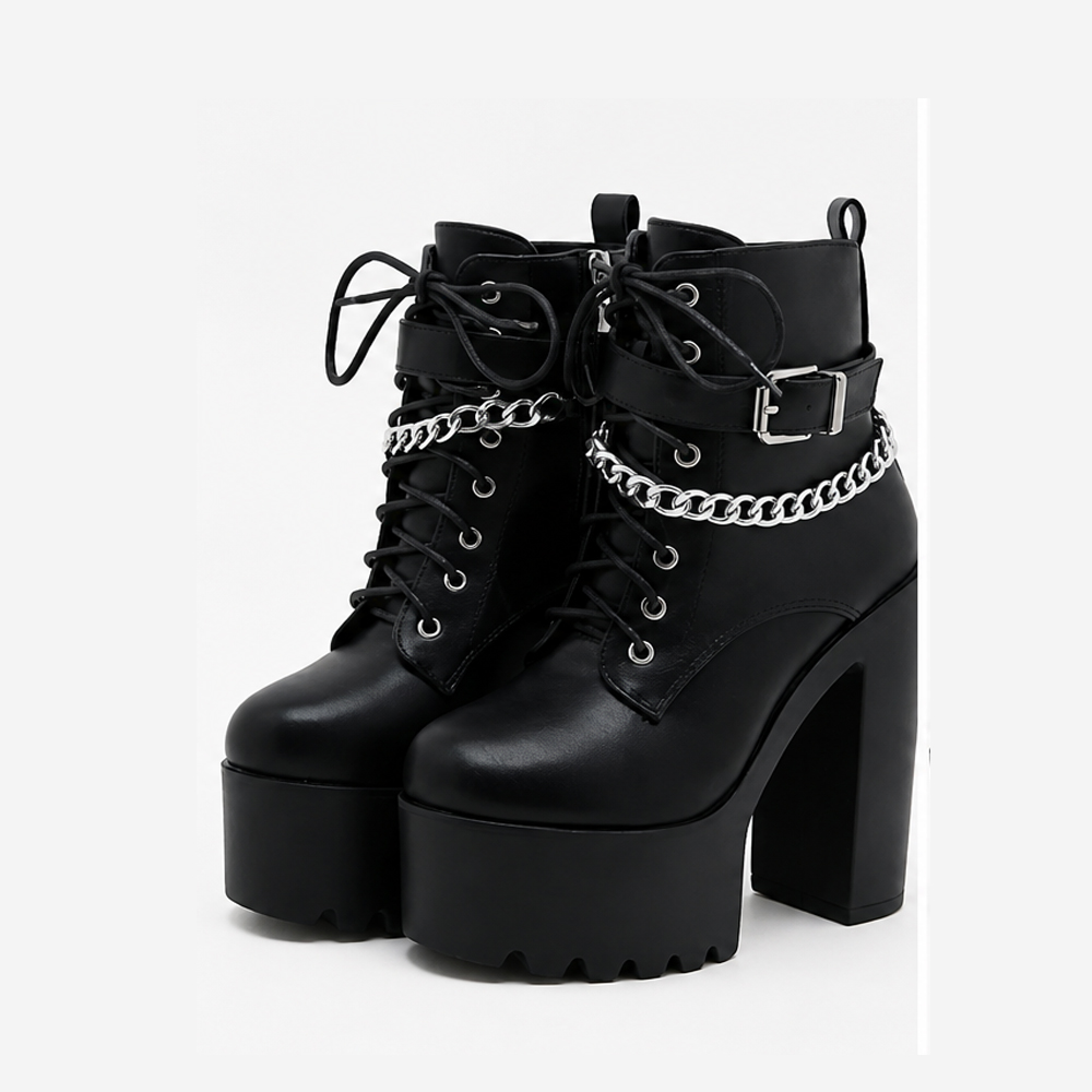 Midnight Chain Platform Ankle Boot