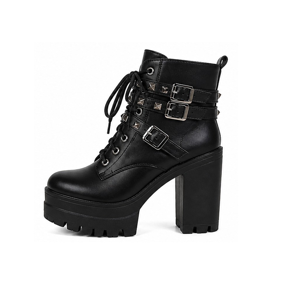 Midnight Rebel Chunky Platform Ankle Boots