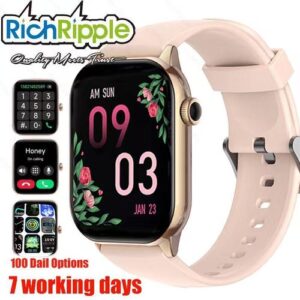 RichRipple GS77 Plus Smartwatch Bluetooth Calling 2.01-inch Display 24H Heart Rate Sleep Tracking IP68 Waterproof 100 Sports Modes Can Last For About A Week.