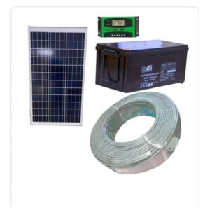 100W Solar Panel Kit + 50AH Solar Battery + 10AH Controller + 50M Cable Roll – Multicolor/Black…