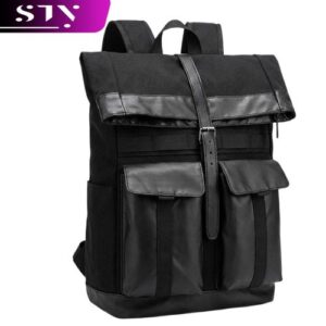 STY Men’s Black Nylon Anti-Theft Backpack – Large Capacity, Multi-Pocket