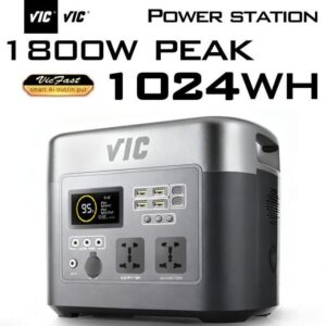VIC ♛True 1024Wh Power Station 1800W peak) AC Output LiFePO4 Battery Solar Generator Emergency Power