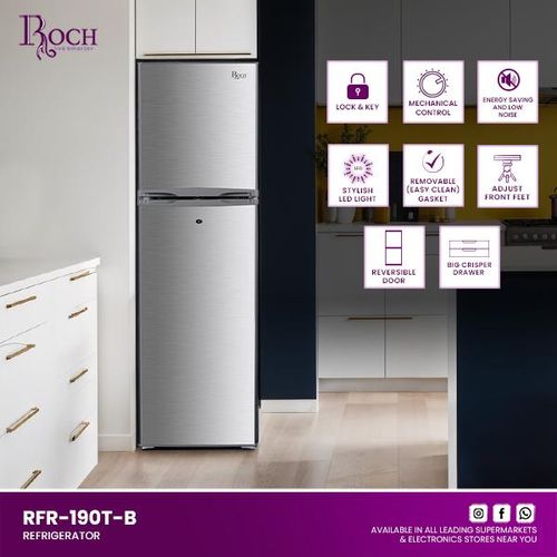 Roch 190 Liters Double Door Top Freezer Defrost Fridge ? Silver(2YRS WRNTY)