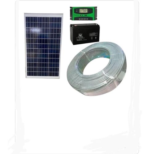 100W Solar Panel Kit + 50AH Solar Battery + 10AH Controller + 50M Cable Roll - Multicolor/Black...