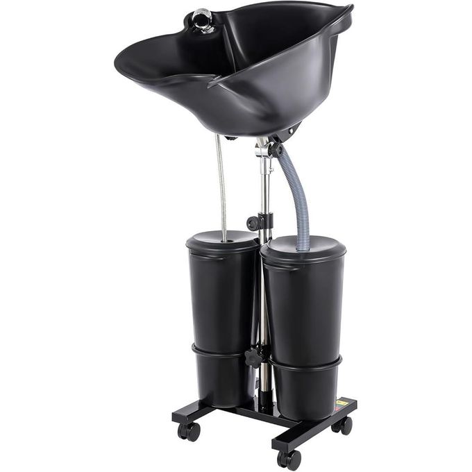 Shampoo Bowl,Portable Standing Salon Deep Shampoo Basin with 2 buckets,Height And Angle Adjustable Hair Washing Sink with Drain Hose,Hair Stylist Hairdresser Wash Bowl for Beauty Salon,Barbershop
