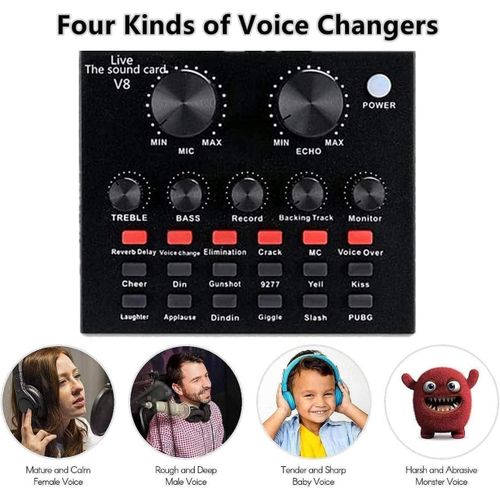 BM800 Professional Mic Condenser Microphone V8 Sound Card Set for Webcast Live - Black
