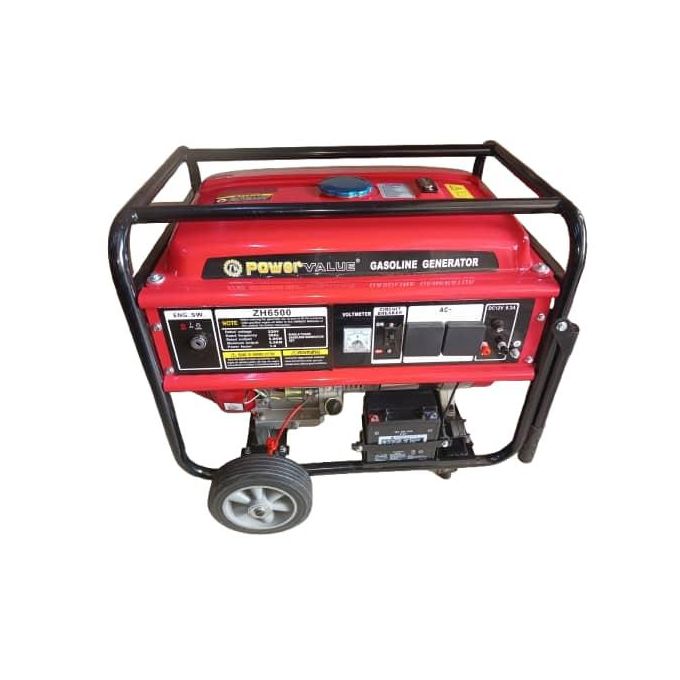 POWER VALUE ZH 6500 Petrol Engine 5.5KW Generator - Red