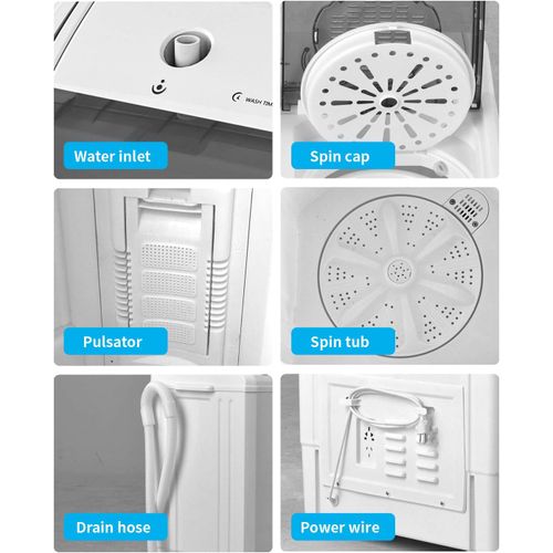 SPJ 10kg Twin Tub Washing Machine - White (5YRS WRNTY)