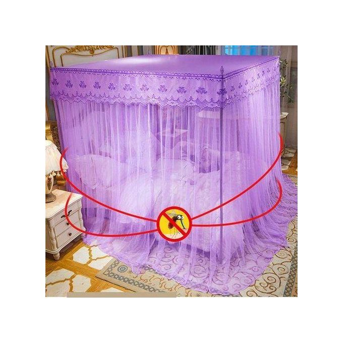 David Ultimate Protection & Cozy Mosquito Net with 4 Stainless Steel Stands & 3 Doors Design Bed Net S1 - Purple